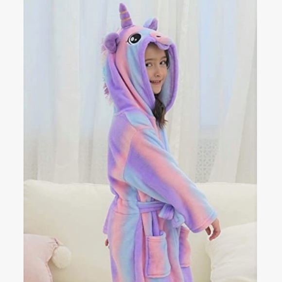 NWT Doctor Unicorn Bright Purple Size 7-9 Years Bath Sleep Robe - Picture 4 of 10